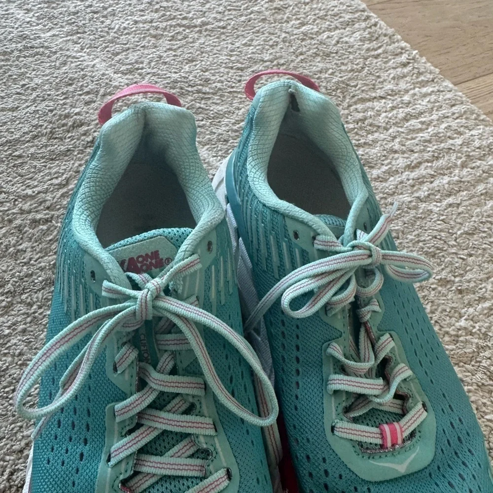 Hoka One One Bondi 7 Running Shoes Sneakers Cushion Light Blue Womens Size 8